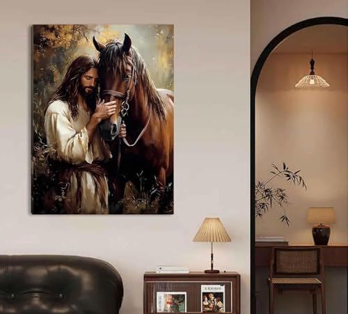 Jesus Paint by Numbers Kit for Adults Framed Canvas, Frameworkless