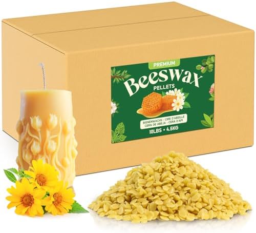NORVENCE Beeswax Pellets 10LB, Pure & Natural Yellow Beeswax for Candle Making, DIY Skin Care, Lip Balm, Soap, Lotion, Creams & Wood Polishing – 10LB