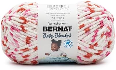 Bernat Baby Blanket Yarn for Crocheting Soft, Strawberry Dot