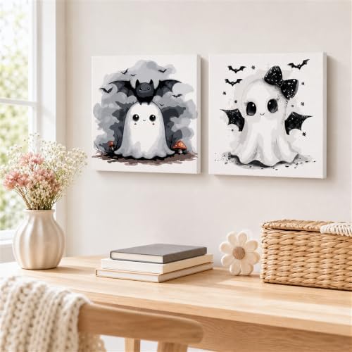 Yiolikan 2Pcs Halloween Paint by Numbers Kits for Adults Framed