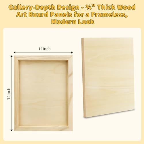 4 Pack 11x14 Basswood Paint Pouring Panels for Acrylic Oil Resin Art | ready to use, basswood wood painting boards, warp-Resistant, for crafters and Artists