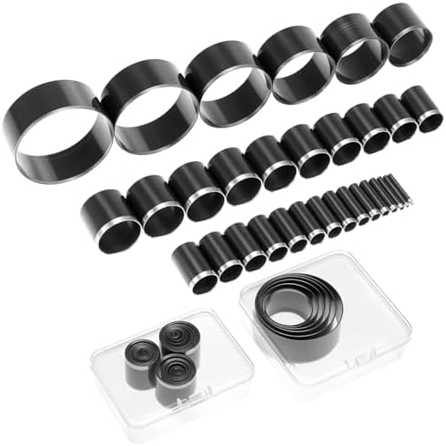 QWORK 31-Piece Leather Circle Cutter Tool Set, Round Hole Punch Cutting Dies 1–25mm 30 35 40 45 50 55, High-Carbon Steel Circular Punch Kit for DIY Crafts, Jewelry Making