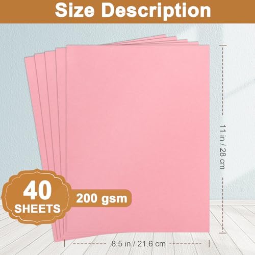 Silunkia 40 Sheets Candy Pink Cardstock 8.5 x 11 Craft Paper 75lb