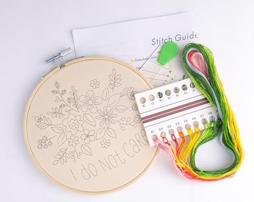 FUNATIC I Do Not Care Funny Embroidery Kit for Adults