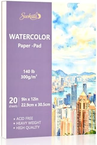 Suokata Watercolor Book, 9"x 12", 300 GSM Cold Press Texture Surface Paper