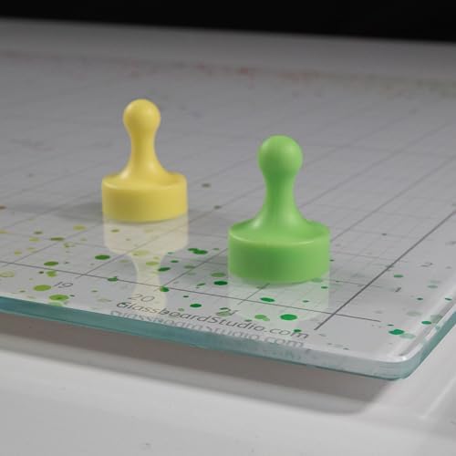 GLASSBOARD STUDIO Glass Craft Mat - Magnetic, Heat & Scratch Resistant - For Crafting, Cutting, Painting, Mixed Media Artwork - Grid Lines, Non-Slip Rubber Feet (Color Burst 13.5”L x 18”W)