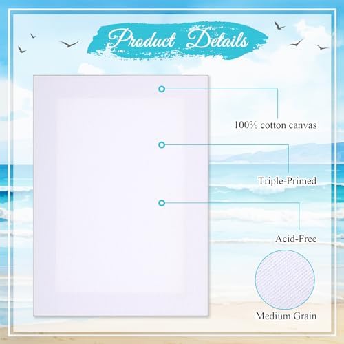 Thenshop 20 Pack Stretched Canvas for Painting 5 x 7 Inches Triple Primed Acid Free 100% Cotton White Blank Canvas for Painting Supplies Oil and Acrylic Pouring Art Watercolor