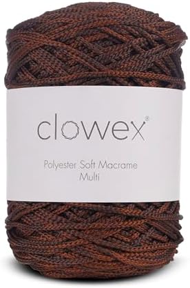 Polyester Soft Macrame Cord 2.5-3mm, 191 Yards x 1/9 inc Turkish Polyester Rope, Braided Macrame Yarn for DIY Crafts, Plant Hanger, Wall Hanging, Macrame Bag (27-Dark Light Coffee, 1 Ball)