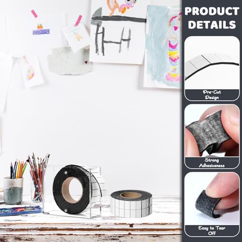 168 PCS Foam Tape Craft Double Sided Precut 3/4 X 1/2 Inch 3D Adhesive Foam Squares Self Adhesive Dots Black for Halloween Christmas DIY Crafts Art Sewing Supplies (1 Tape, Black)
