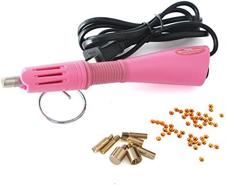 Rhinestone Applicator Gun Hotfix Tool Bedazzler Kit for DIY Crafting (Pink)