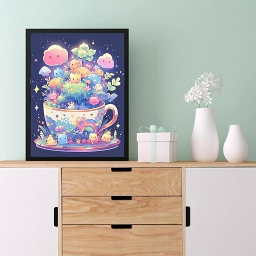 ajepon Cute Diamond Painting Kits for Adults - Diamond Art Kits for Cartoon, Cup Gem Art Kits for Adults for Gift Home Wall Decor (12x16inch)
