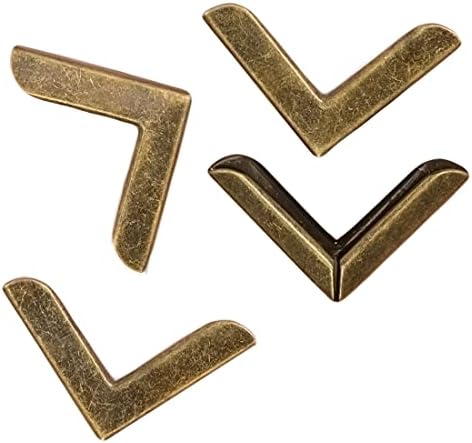 Craftelier - Set of 4 Large Metal Corner Pieces for Scrapbooking and Other Craft Projects Such as Albums, Notebooks, Layouts or Planners | Size 22,5 x 5,5 x 3,3 mm - Vintage Brass Color