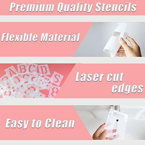 YEAJON 20 Inch Letter Stencils Symbol Numbers Craft Stencils, 42 Pcs Reusable Alphabet Templates Interlocking Stencil Kit for Painting on Wood, Wall, Rock, Sign, DIY Art Projects (20 inch)