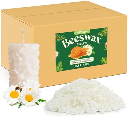 NORVENCE Beeswax Pellets 10LB, Pure & Natural White Beeswax for Candle Making, DIY Skin Care, Lip Balm, Soap, Lotion, Creams & Wood Polishing – 10LB