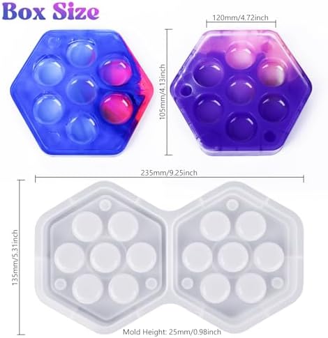 KISREL Dice Resin Molds, DND Dice Set and Organizer Box Epoxy Resin Mold with 7 Standard Stereoscopic Dice Cavities, Silicone Molds for Resin, DND Dice Set Making Kit, Table Board Game