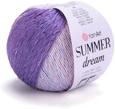 YarnArt Summer Dream Yarn 383 yd Fine Cotton Viscose, 70% Cotton 30% Viscose, Lightweight Knitting Yarn, Crochet Yarn for Summer Tops, Shawls, Cardigans, Baby Clothes & Accessories (4306, Pack of 1)