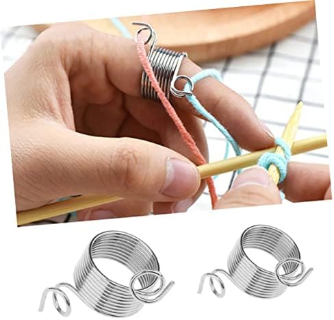 STOBOK Stainless Steel Knitting Thimble Yarn Ring Guide for Knitting Crafts Norwegian Style