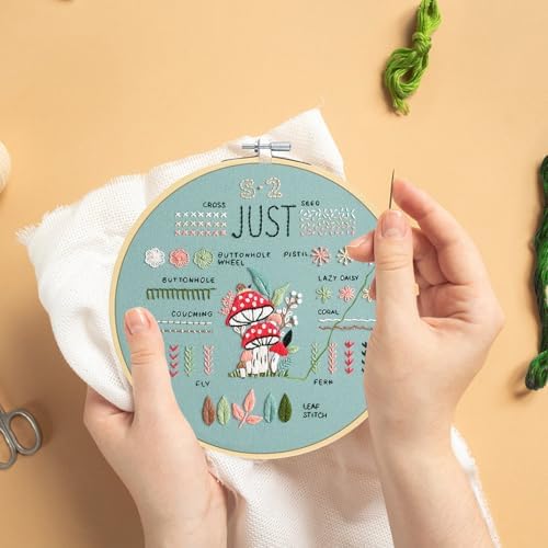 3 Sets Embroidery Kit for Beginners to Learn 36 Basic Embroidery Stitches Practice Kit,Hand Embroidery Cross Stitch Kits for Beginners with Embroidery Patterns, Hoop,Threads,Tools