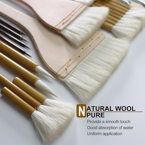Pottery Brush Set, 15PCS Ceramic Glaze Brushes with Hake Brushes & Storage