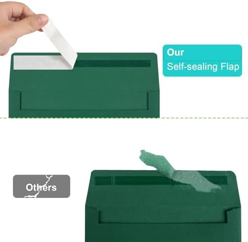 65 Packs 4x6 Envelopes A4 for Invitations, Printable Envelope Self Seal For Weddings, Invitations, Photos, Greeting Cards, Mailing (Dark Green)