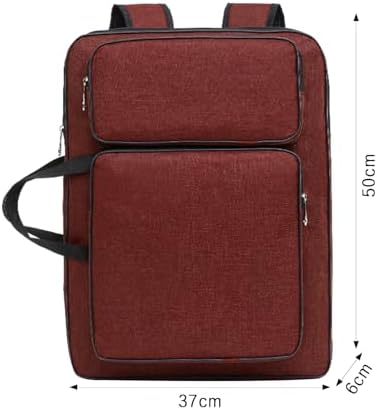 8K Artist Portfolio Carry Backpack Case Versatile Art Bags Waterproof Adjustable Drawing Board Backpack Art Storage Bags for Artworks Painting Drawing Sketching 19.7” x 14.6” x 2.4”(Red)