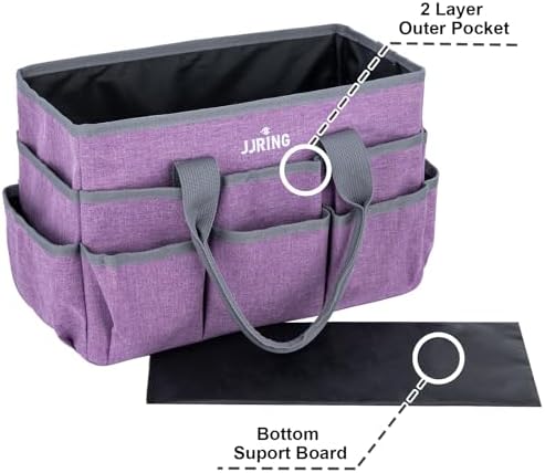 Craft Tote Bag Organizer For Art Storage With Multiple Pockets, Purple