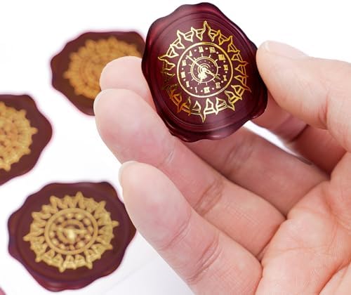 80Pcs Gold Foil Wax Seal Stickers – Vintage Self-Adhesive Labels, Red Faux Wax Stamp Stickers for Envelopes, Wedding Invitations, Scrapbooking, Gift Wrapping, 10 Sheets