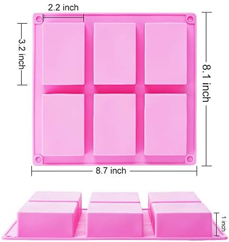 TDHDIKE 3 Pack Silicone Soap Molds 6 Cavities (Blue/Pink/Green) | DIY Handmade Soap, Muffin, Loaf, Brownie, Cornbread Baking Mold, Easy Release