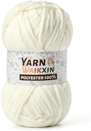 Soft Chenille Yarn for Crocheting, Fluffy Chunky Crochet Yarn for Baby Blanket, (1.76oz/65.6yds) Fuzzy Velvet Yarn for Amigurumi&DIY Puzzle、Crafts、Scarf(White)