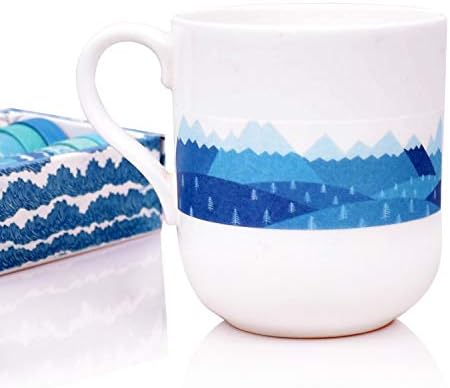 Washi Tape Set of 12 Rolls,Blue Sea Wave Decorative Washi Masking Tape