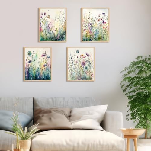 Yeaqee 4Pcs Diamond Art Kits for Adult Gem Painting Kit, Wild Flower