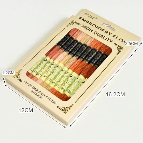 Premium Rainbow Color Embroidery Floss - Cross Stitch Threads - Friendship Bracelets Floss - Crafts Floss - 12 Skeins Per Pack Embroidery Floss,Warm Brown Gradient