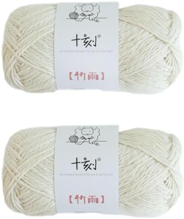 Cotton, Bamboo,Linen Blended Yarn 2 Skeins 50g/1.76oz- 01 Jade White