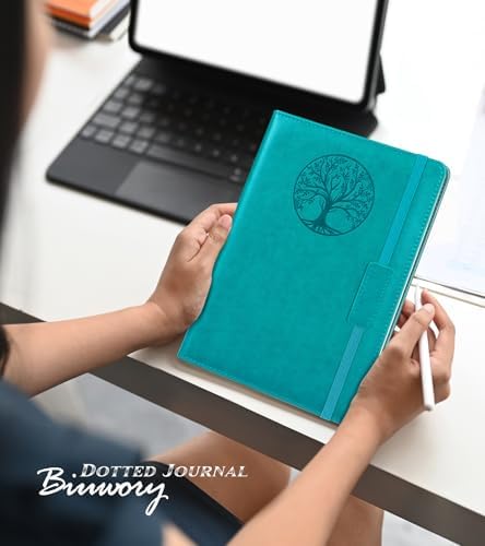 Biuwory A5 Hardcover Graph Paper Notebook, Grid Leather Journal for Writing | 140 Quad Ruled Grid Pages Vintage Diary, 5.7"×8.3" Travel Notebook for Work, School, Women & Men