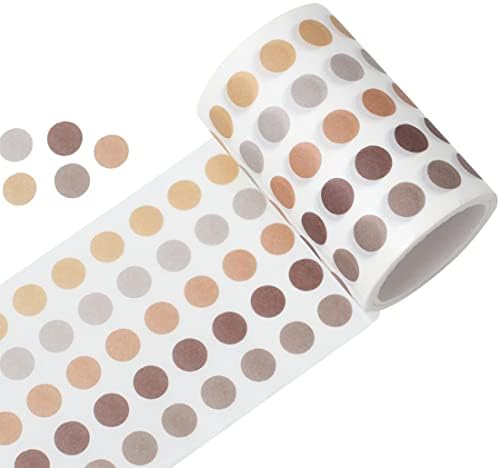 YUBBAEX Morandi 5/16" Dot Washi Tape Round Stickers 1250 Dots Stickers for Bullet Journal Planner Scrapbooking 2 3/8" x 10‘ (Caramel Pudding)