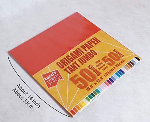 [Taro's Origami Studio] TANT Jumbo 13.4 Inch Double Sided 50 Colors 50 Sheets Square Easy Fold Premium Japanese Paper for Origami Artist from Beginner to Expert (Made in Japan)
