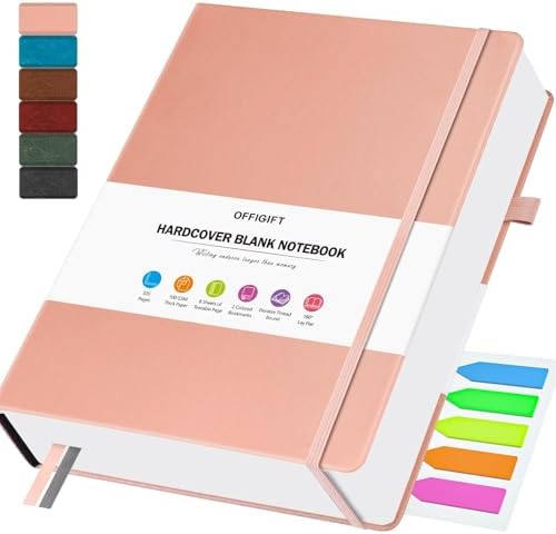 Blank Journal, Hardcover Sketchbook, 320 Pages, Leather Blank Notebook, A5