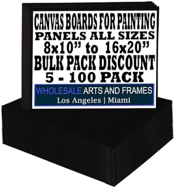 16x20 Black Canvas Boards for Painting Bulk 50 Pack.Paint Canvases for Painting Art.Artist Blank Canvases for Painting 16x20 Canvas Panels.Quality Acid Free Primed Canvas Boards for Acrylic,Oil etc