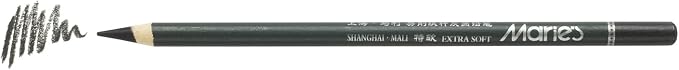 Marie's Artist Charcoal Pencil 12 Piece Set, Extra-Soft Black Paper Handle Charcoal Pencils for Drawing and Sketching