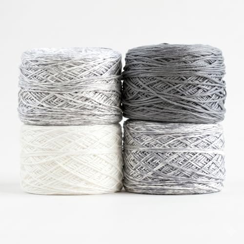 Revolution Fibers Baby Blanket Kit | Gradient Yarn (4 Balls), 50% Cotton & 50% Viscose | Pattern Included | Helios Gray