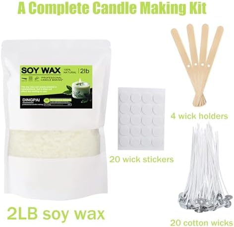 DINGPAI Natural Soy Wax for Candle Making, 2lb Organic Soy Wax Flakes