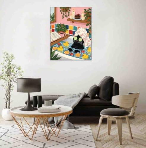DYAIYYMQ Black Cat Stamped Cross Stitch Kit for Adults 15.7x11.8 inch