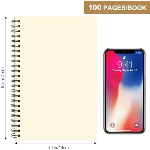 EOOUT 4 Pack A5 Blank Spiral Notebooks Sketchbooks, Unlined Journals 5.5 x 8.3in, 50 Sheets 100 Pages, 100gsm Diary Sketch Books for Drawing, Art, Students, Office