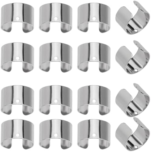SUNNYCLUE 1 Box 150Pcs Stainless Steel Ear Cuff Silver Earring Cuffs Bulk Metal Punk Adjustable Converter Clip On Earcuffs Earrings Finding for Non Piercing Ears Jewelry Making DIY Crafts Supplies