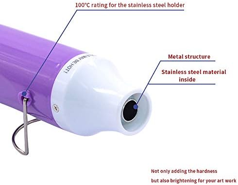 New Heat Gun,mofa Hot Air Gun Tools Shrink Gun with Stand For DIY Embossing And Drying Paint Multi-Purpose Electric Heating Nozzle Heat Gun For Epoxy Resin300W 110V (Purple,White)