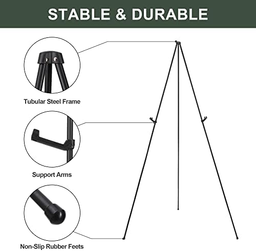 DANMO Easel Stand for Wedding Sign Poster 63'' Instant Display Easel for Floor Adjustable Metal Art Easel Black