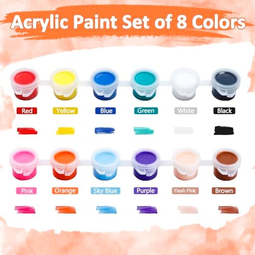 24Set Canvas and Easel for Painting, Washable Acrylic Set, 12 Color