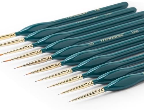 Transon 10Pcs Extra Fine Tip Detail Brushes for Model Miniature Painting and Acrylic Watercolor Painting