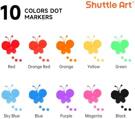 Shuttle Art Dot Markers, 10 Colors Washable Markers for Toddlers,Bingo Daubers Supplies Kids Preschool Children, Non Toxic Water-Based