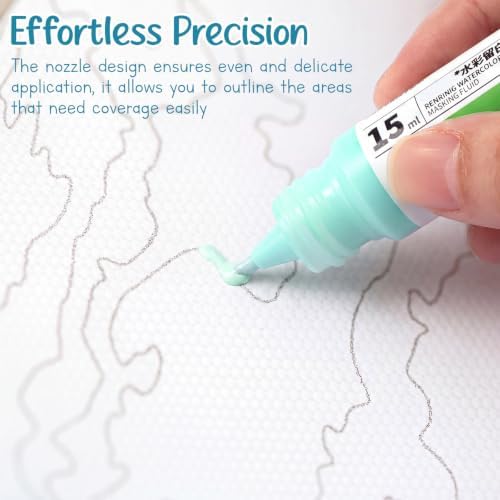Feifeiya 2 Pcs Masking Fluid for Watercolor Painting, 15ml Capacity, Green